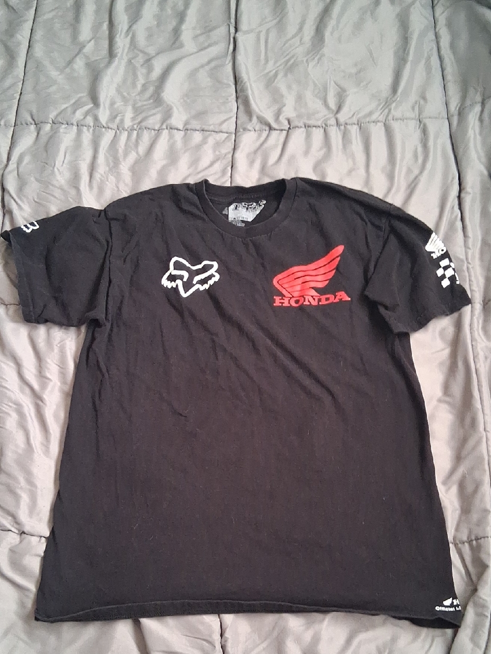 Fox Black Short Sleeve Tee with Red Honda Wing Logo
